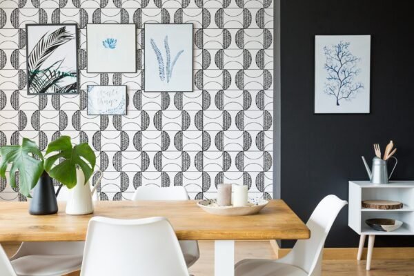 Black And White Vintage Geometric Wallpaper - Image 4