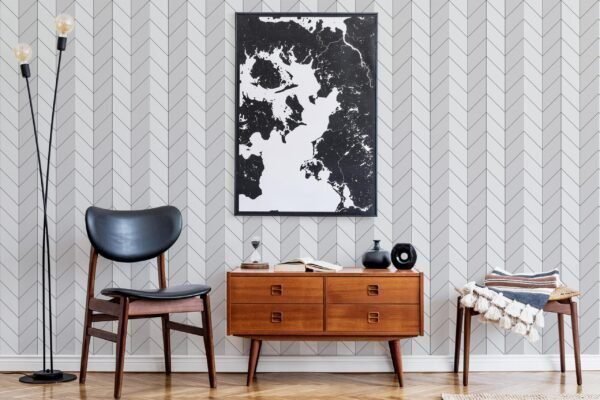 Bison Beige Herringbone Wallpaper - Image 2