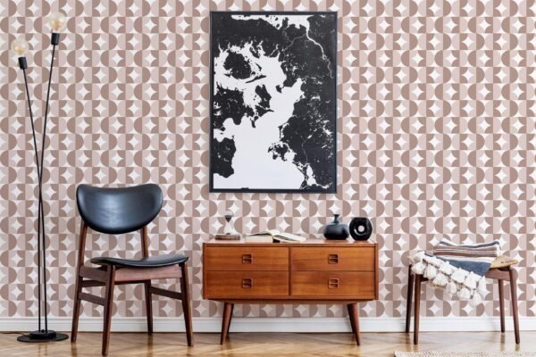 Brown Vintage Geometric Wallpaper - Image 2