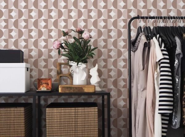Brown Vintage Geometric Wallpaper - Image 4